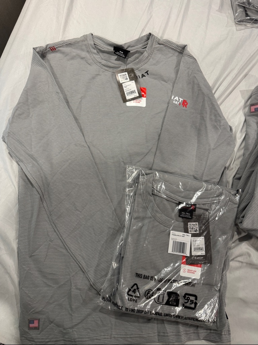 Flame Resistant -Ariat Men’s Long Sleeve Performance Tee - Light Gray